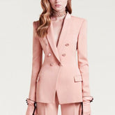 Blush Double Breasted Two piece Pantsuit - FashionByTeresa
